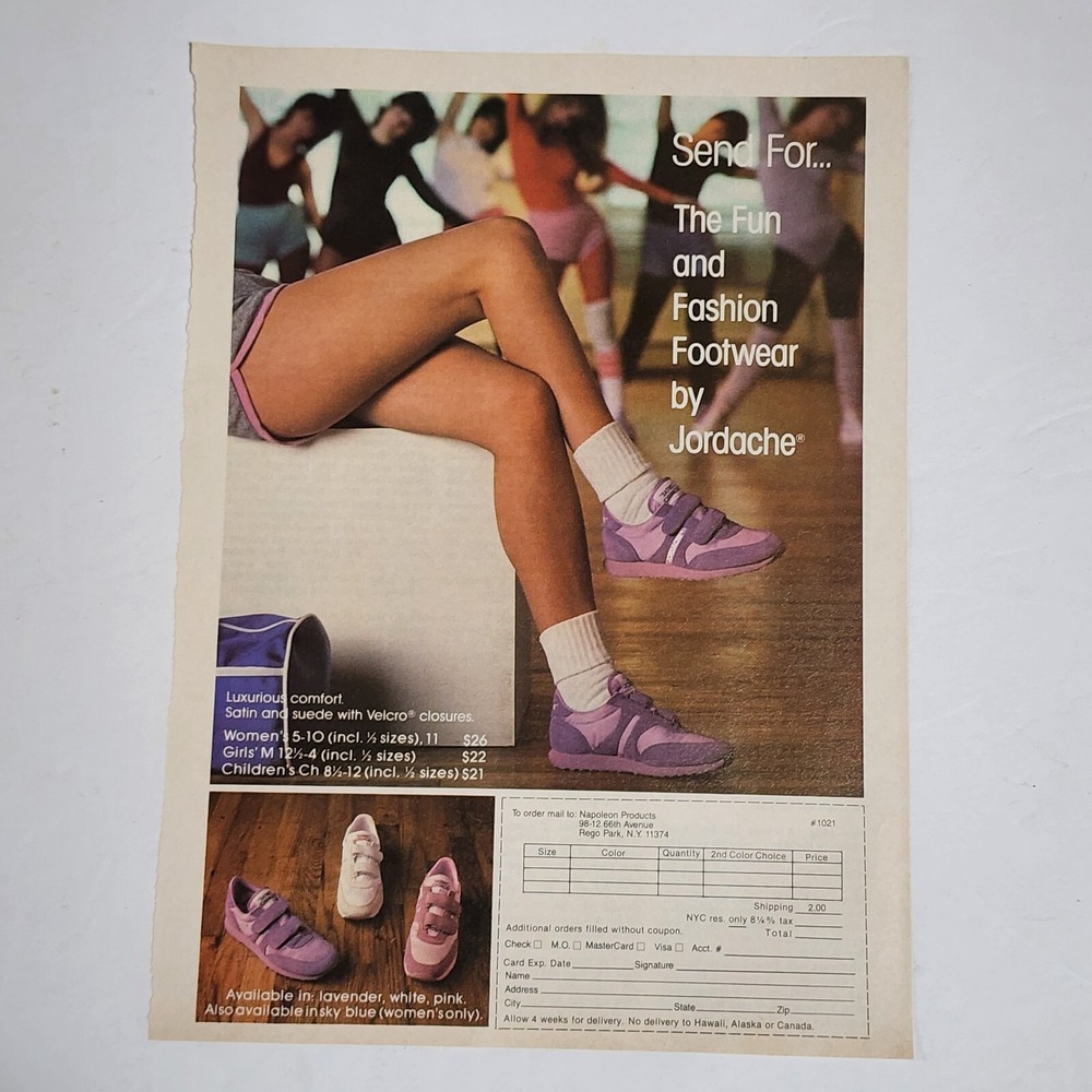 Vintage Print Ad Jordache fun fashion footwear sneakers clipping 1983 8x10.5